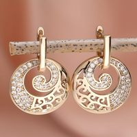 Rose Gold Color Sparkling Zircon Stone Hoop Earring Elegant Drop Round Charm 622