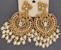 Elegant Bollywood Inspired Gold Kundan Earrings - Traditional Indian Jewelry 224