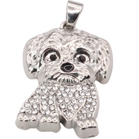 Maltese Dog Pendant Necklace – Multi-Tone Gold-Plated & Rhodium Over B248