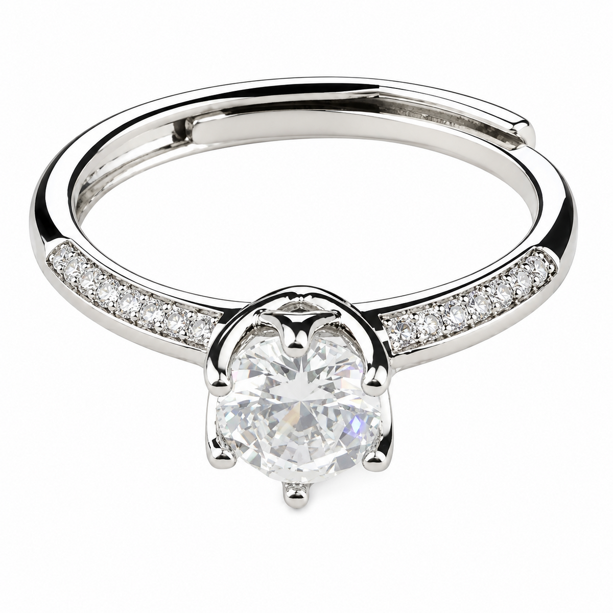 Luxe Pave Solitaire Engagement Ring For Women Round Brilliant Cut Zircon 1604