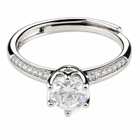 Luxe Pave Solitaire Engagement Ring For Women Round Brilliant Cut Zircon 1604