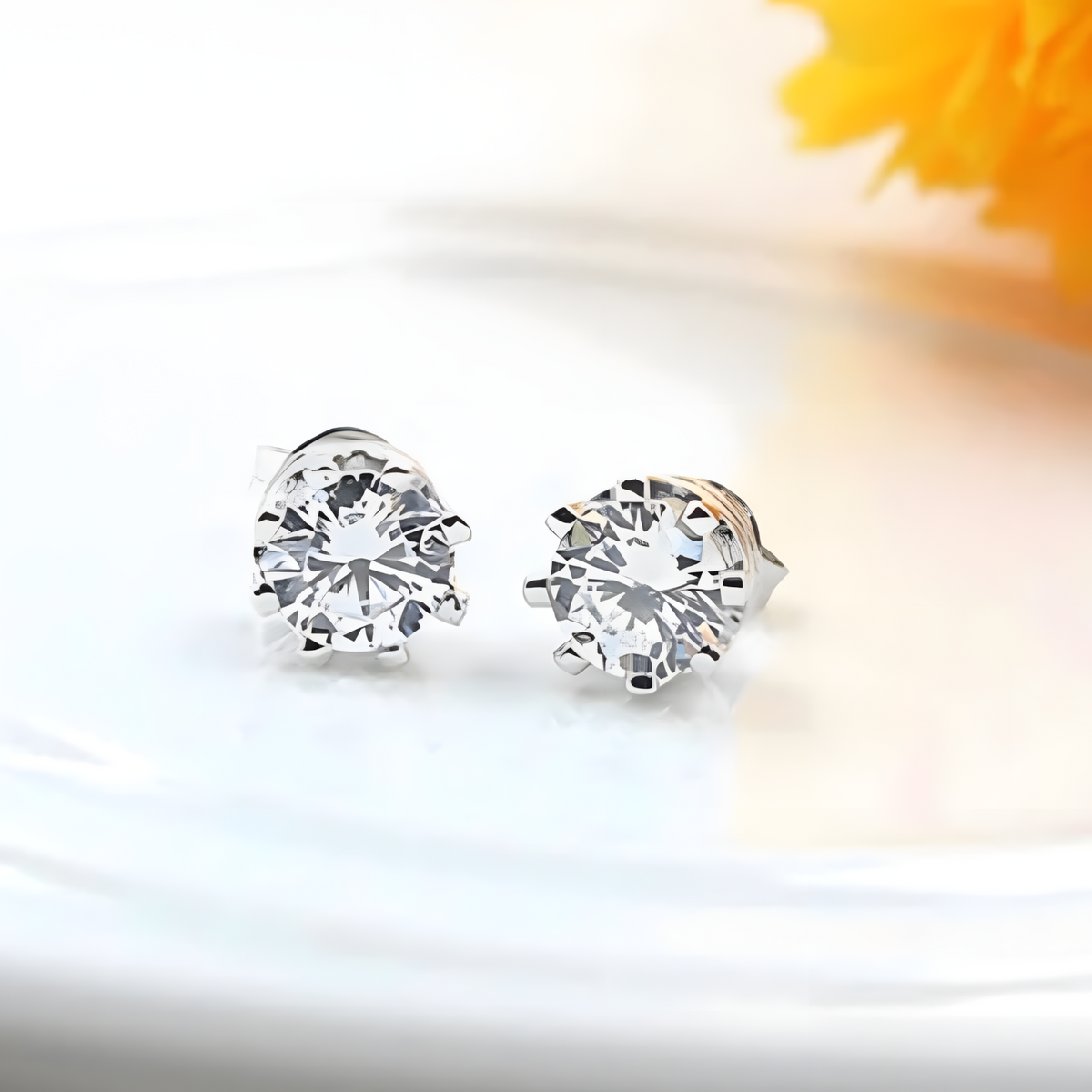 925 Sterling Silver Brilliant Cut Stud Earrings – Crystals, Hypoallergenic 312