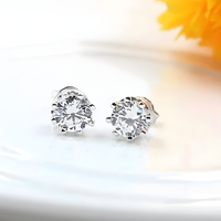 925 Sterling Silver Brilliant Cut Stud Earrings – Crystals, Hypoallergenic 312