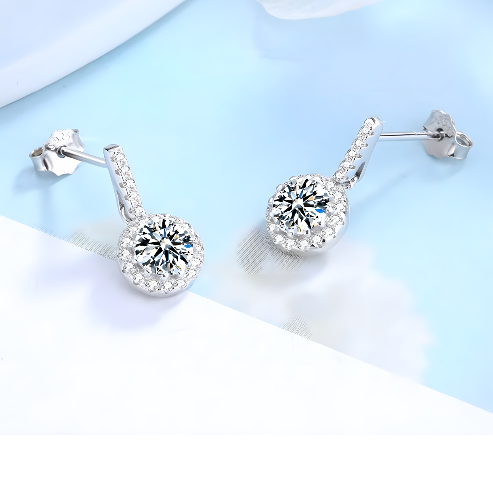 Sterling Silver Cubic Zirconia Drop Earring Elegant 925 Silver Plated Dangle 305