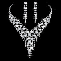 Bridal Jewelry Set-Pearl and Crystal Necklace & Dangle Earrings, Wedding 395