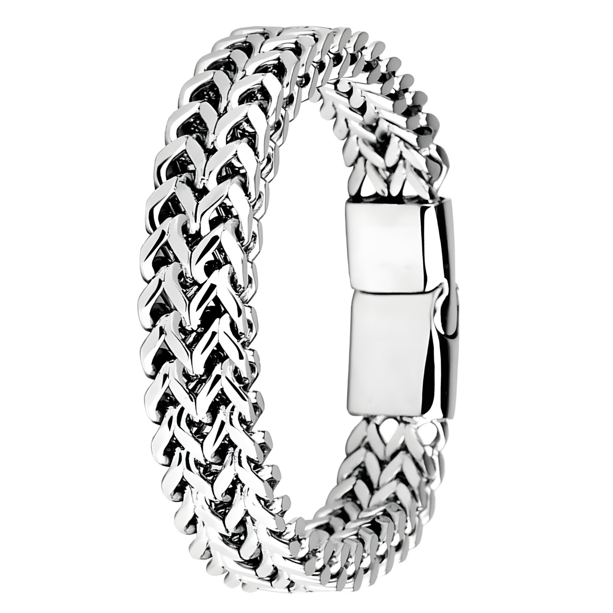 Stainless Steel Braided Fishtail Chain Bracelet Men Women Magnetic Clasp 453