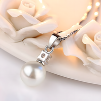Unified Jewellery 925 Silver-Plated Round Pearl Pendant Necklace for Women 898