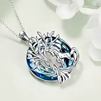 Unified Jewellery Tree of Life Horse Necklace,Silver Plated Stainless Steel B257