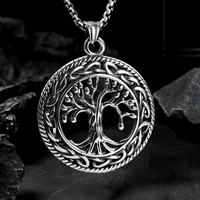 B0062 Vnox Viking Knot Almut Necklaces for Men, Metal Life Tree Pendant B62