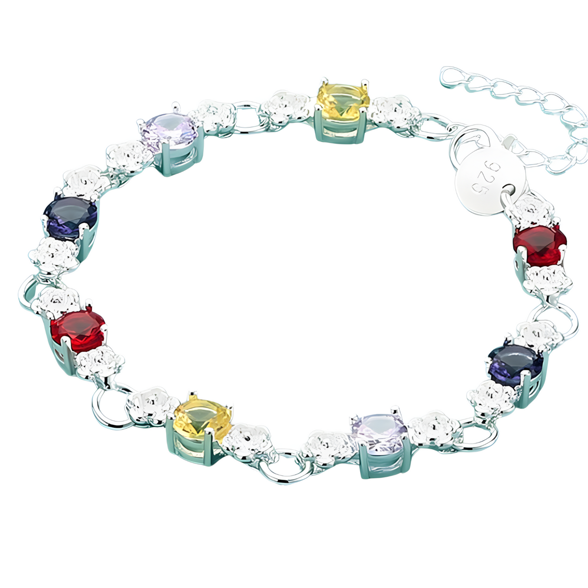 UnifiedJewellery Premium Multicolour Crystal Bracelet 20cm Adjustable Women 1828