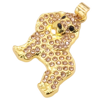 Spaniel Dog Pendant Necklace For Women Gold Tone Look Crystal Animal Charm  B236