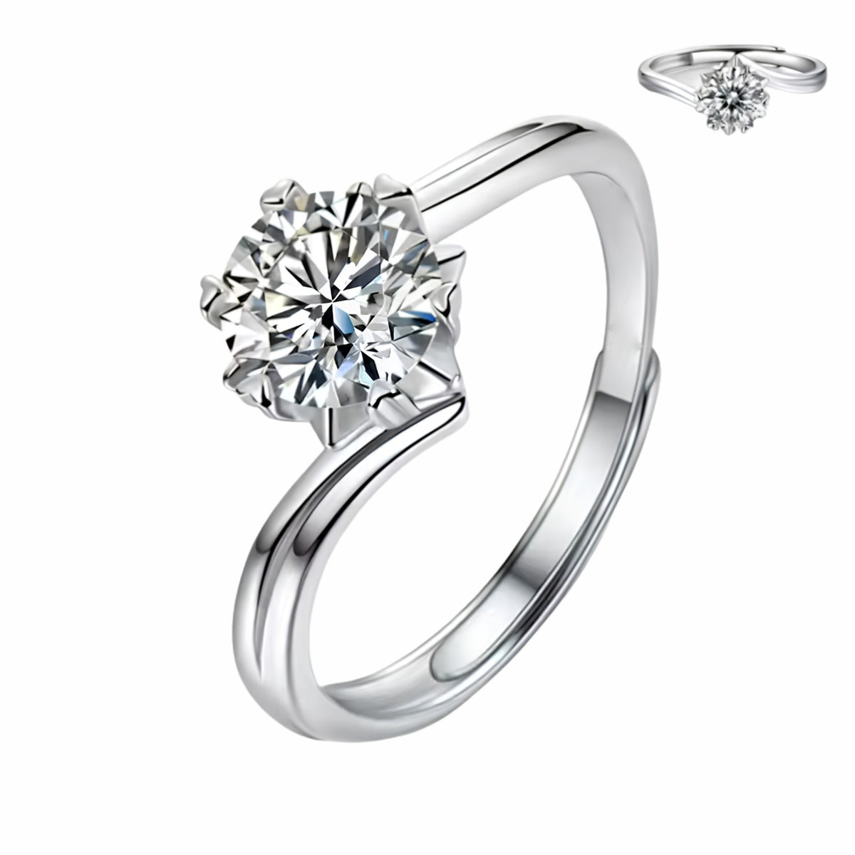 Classic Round Cut Engagement Ring For Women Elegant Solitaire Wedding Ring 1603