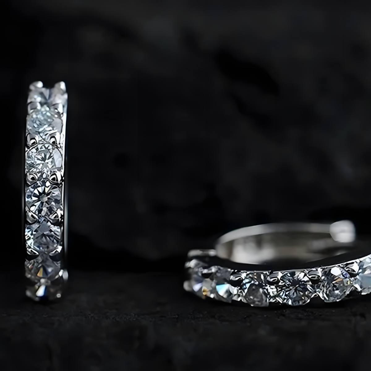 Copper Alloy with 925 Silver Plating, Sparkling Huggie Hoops for Daily Wear 847