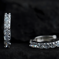 Copper Alloy with 925 Silver Plating, Sparkling Huggie Hoops for Daily Wear 847