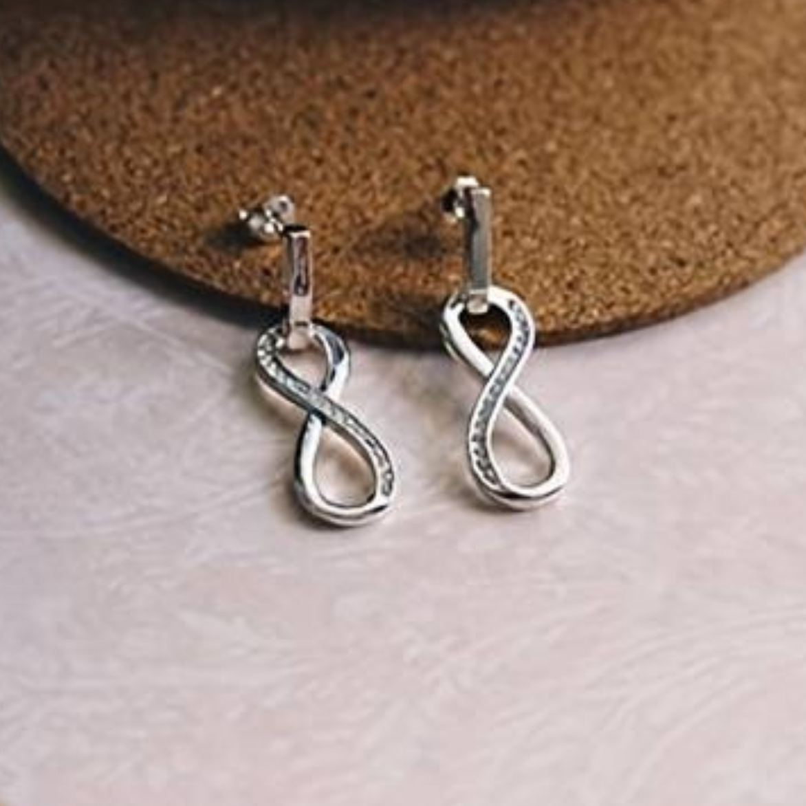 Infinity Loop Earrings in Silver Colour – Sparkling Pave Stones, 0.94" Drop  154