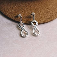Infinity Loop Earrings in Silver Colour – Sparkling Pave Stones, 0.94" Drop  154