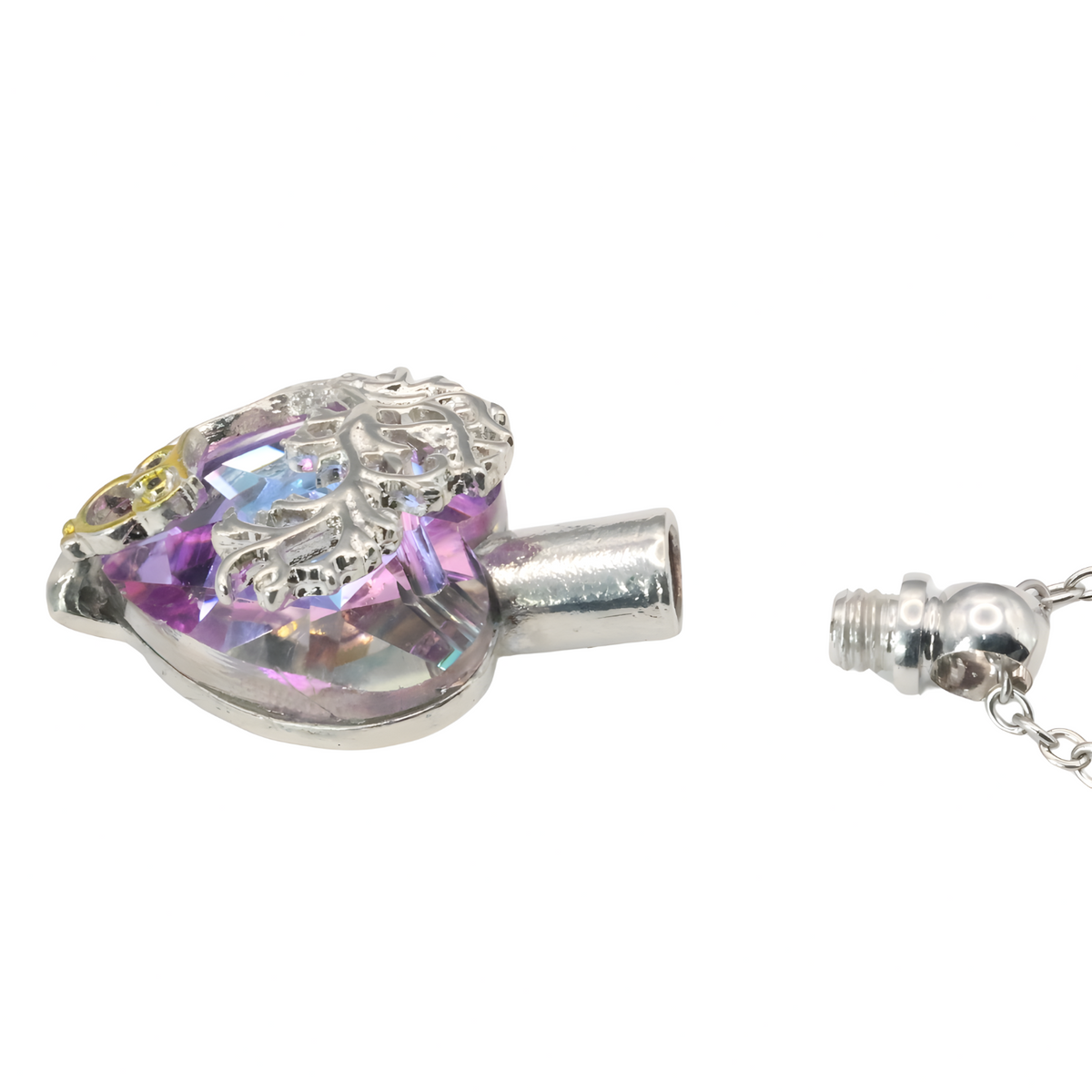 Tree of Life Heart Crystal Necklace Memorial Urn Ashes Pendant | Stainless B260