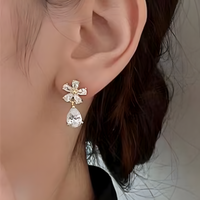 Vintage Halo Pearl Drop Earrings – Statement Bridal Dangle Earrings Pavé 1394