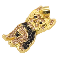 Royal Yorkie Dog Necklace Rhinestone Pendant Animal Charm Zinc Alloy Gold  B227