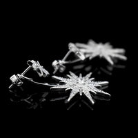 Sterling Silver Star Drop Earrings with Cubic Zirconia Dangle Earrings 342