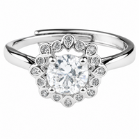 Women's Adjustable Teardrop Bezel Zircon Sunflower Halo - 6 Prong Claw 1652