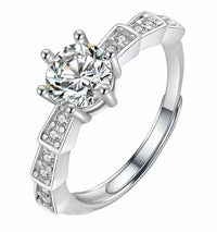 Adjustable Geometric Zircon Engagement Ring, Round Brilliant Solitaire 1639