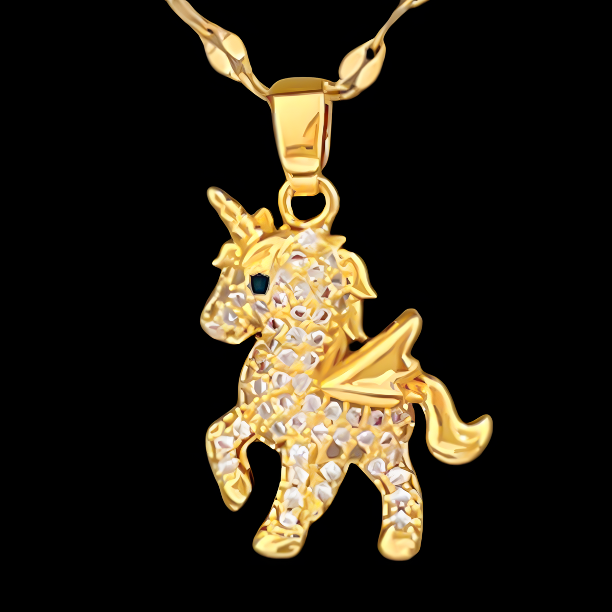 Cute Unicorn Pendant Necklace for Women – Copper Alloy Gold-Plated Animal 1150