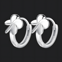 925 Silver-Plated Alloy Flower Hoop Earrings for Women –Clover Petal Design 1032