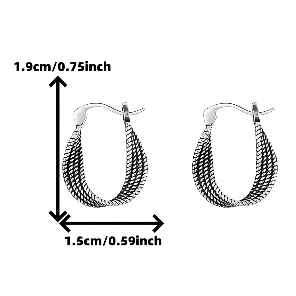 S925 Sterling Silver Twisted Huggie Hoop Earrings Women, Small Vintage Rope 617