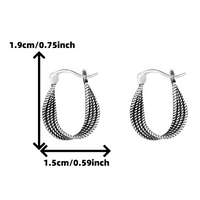 S925 Sterling Silver Twisted Huggie Hoop Earrings Women, Small Vintage Rope 617