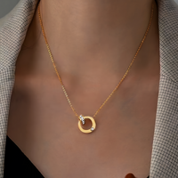 Dual Hoop Pendant Necklace for Women – Real PVD Gold Plated Stainless Steel 741