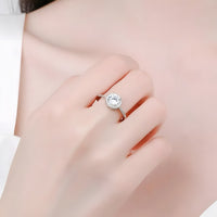 925 Sterling Silver AAA Cubic Zirconia Halo Engagement Ring, 8mm Round Cut 376