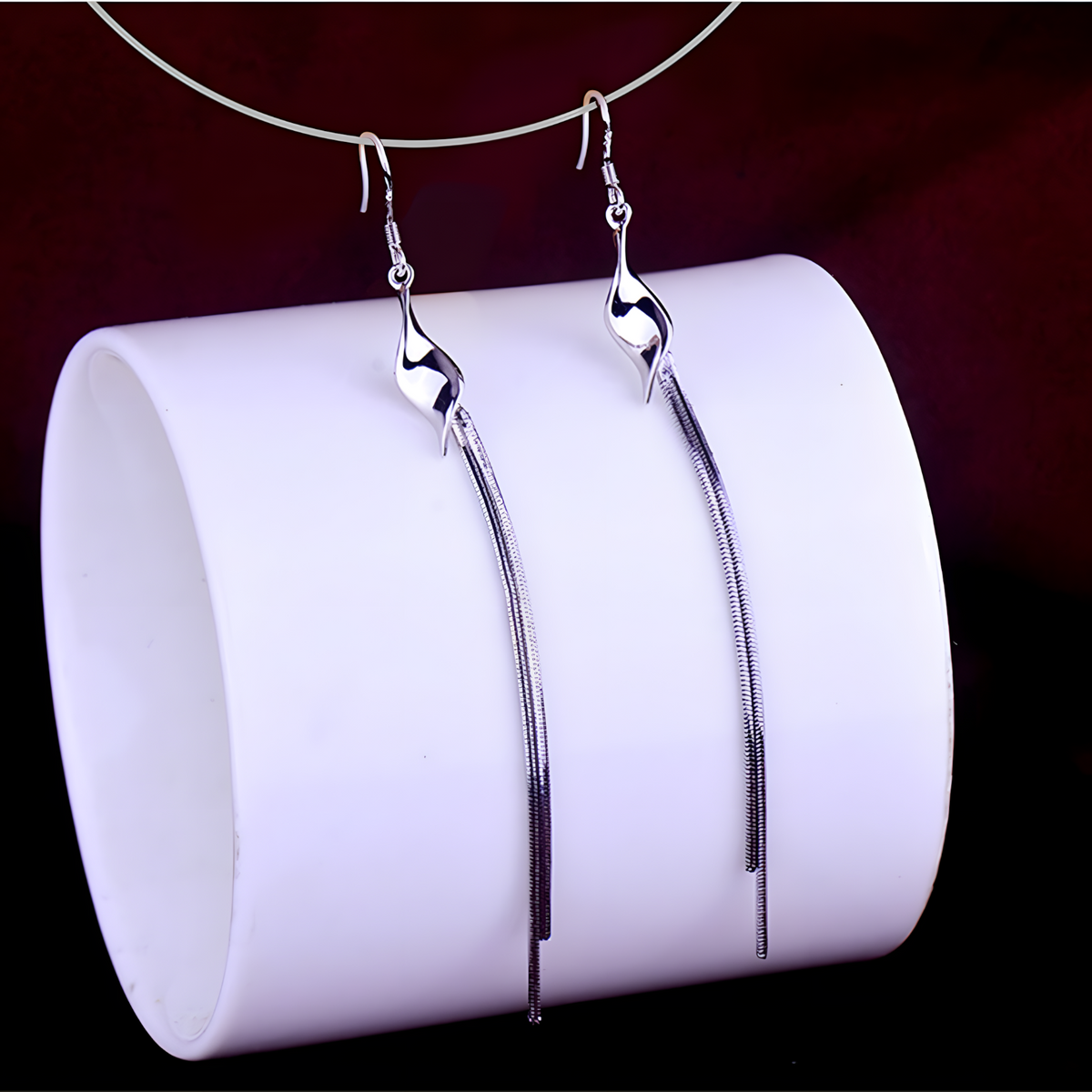 925 Silver-Plated Long Geometric Earrings-Elegant Trendy Drop Earrings Women 928