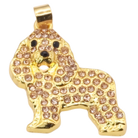 Spaniel Dog Pendant Necklace For Women Gold Tone Look Crystal Animal Charm  B236