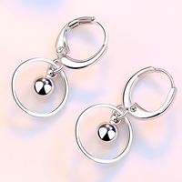 925 Silver-Plated Circle Drop Earrings for Women – Geometric Hoop Dangle 1035