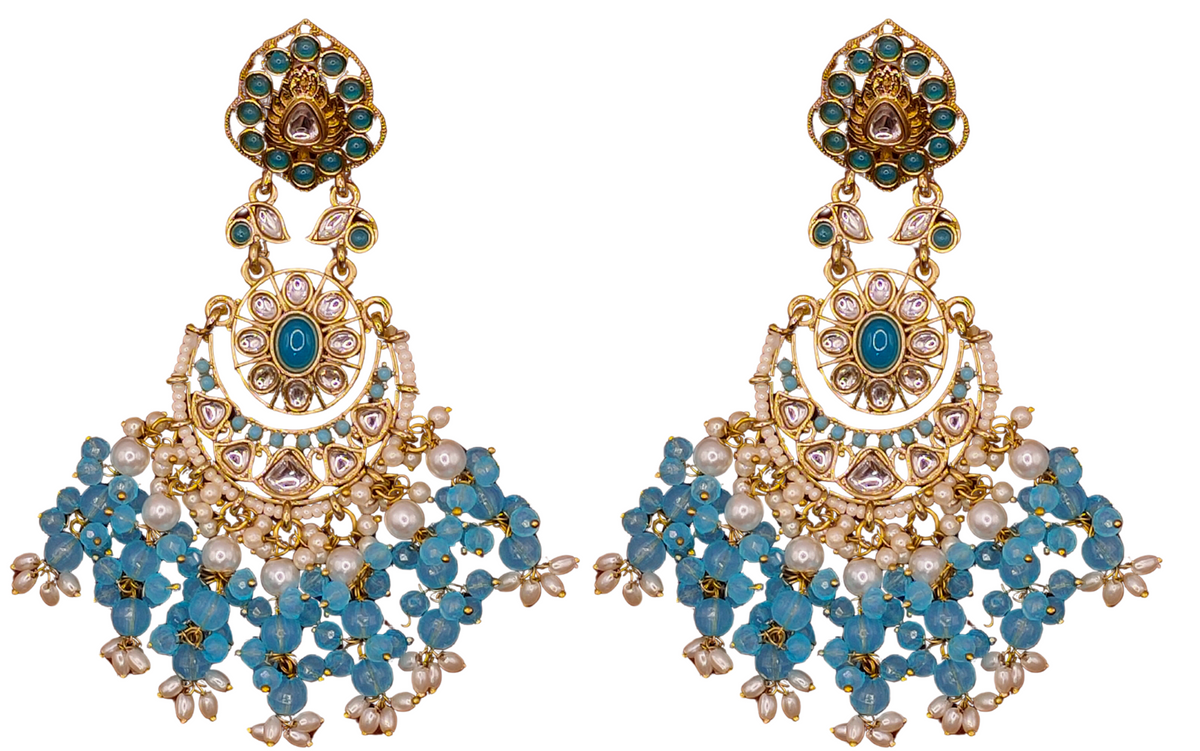 Elegant Bollywood Inspired Gold Kundan Earrings - Traditional Indian Jewelry 205