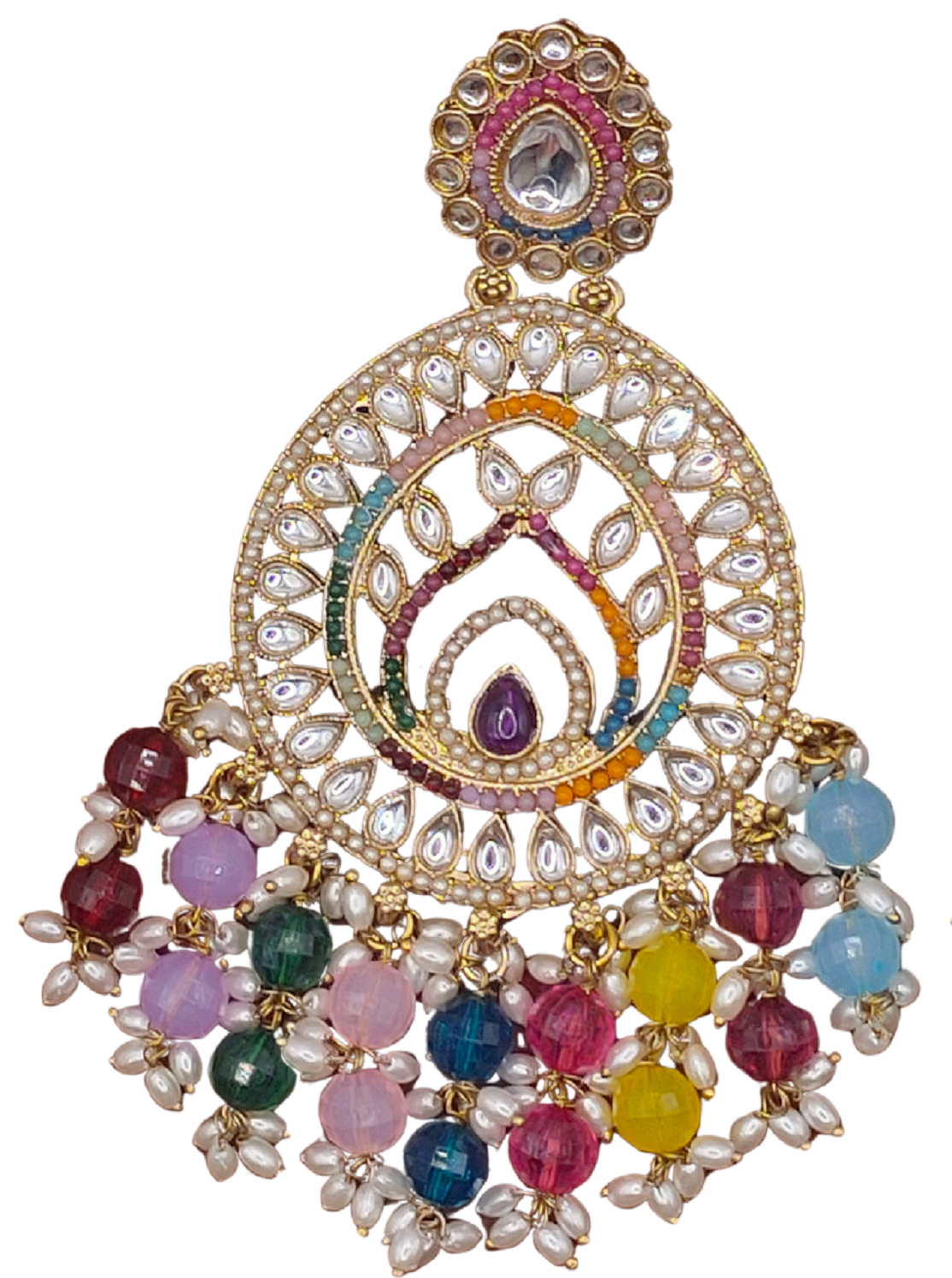 Elegant Bollywood Inspired Gold Kundan Earrings - Traditional Indian Jewelry 185