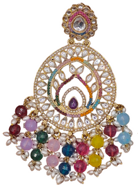 Elegant Bollywood Inspired Gold Kundan Earrings - Traditional Indian Jewelry 185