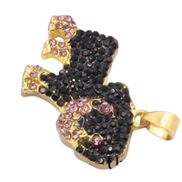 Rottweiler Dog Pendant Necklace For Women Gold Tone Look Crystal Animal B245