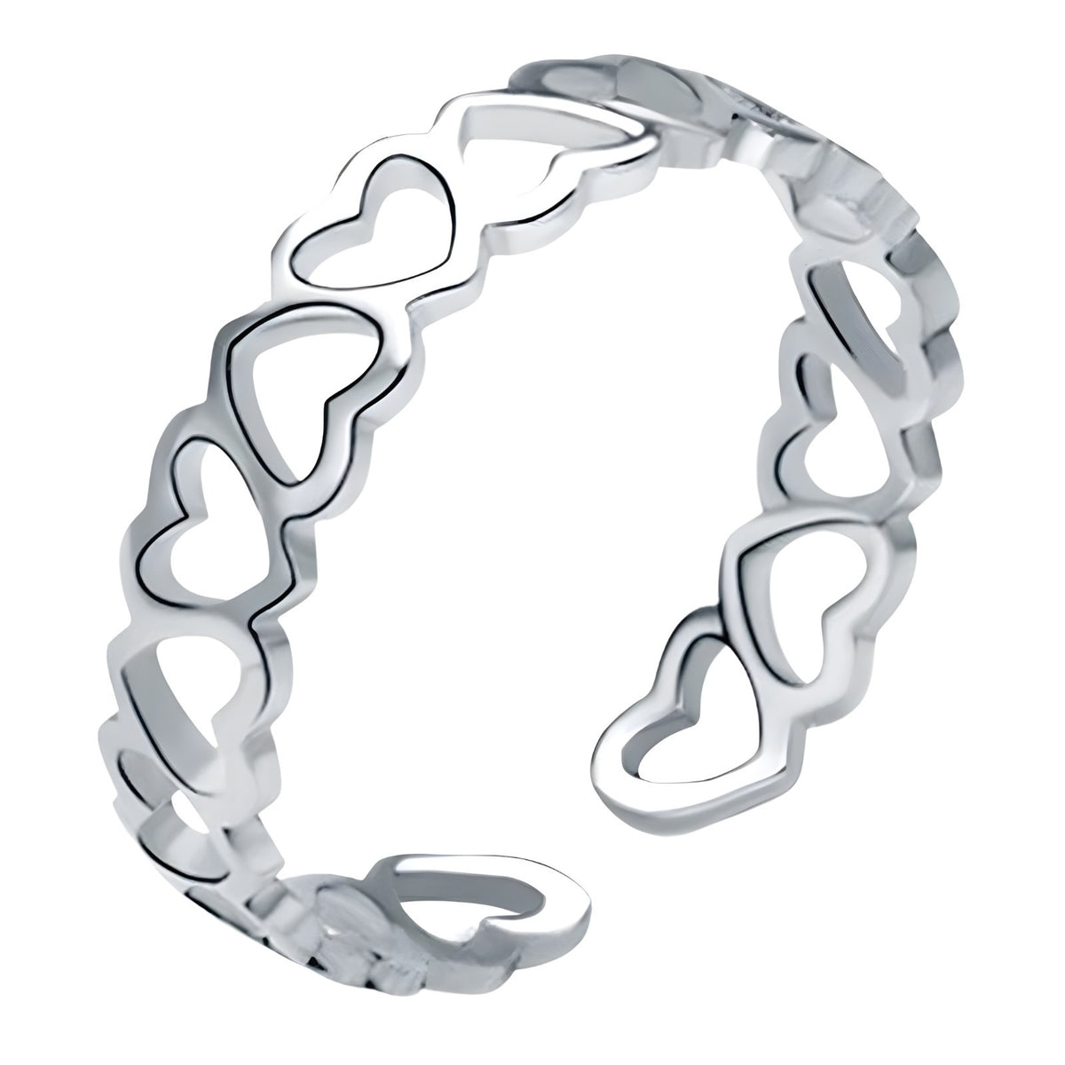 Unified Jewellery Sterling Silver Heart Ring(Adjustable)Open Heart Band Ring 389