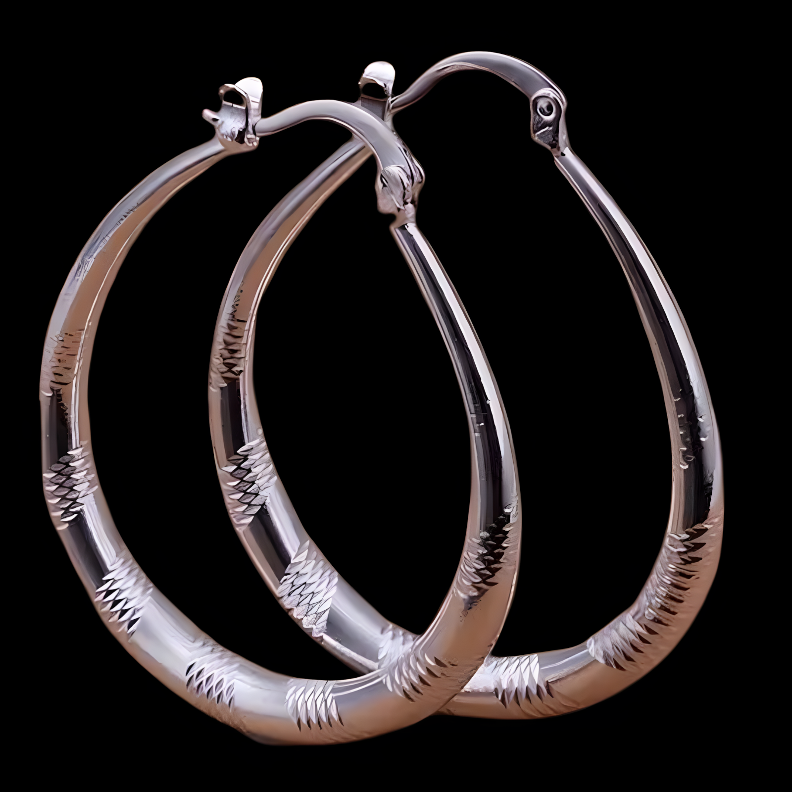 Textured Hoop Earrings for Women – Copper Alloy with 925 Silver Plating 1204
