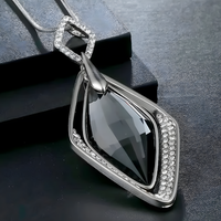Water Drop Pendant Necklace for Women – Zinc Alloy Statement Sweater Chain 1214