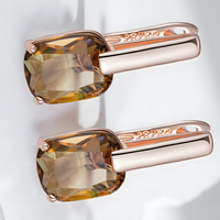 585 Rose Gold Colour Black Ceramic Drop Earrings for Women Copper Leverback 1298