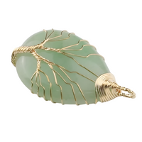 Green Aventurine Oval Tree Of Life Pendant Necklace For Women Statement Gem 1340