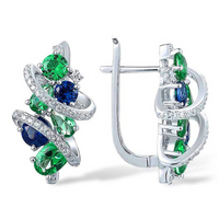 Elegant Green and Blue Hoop Earrings for Women | Temperament Bridal Wedding 611