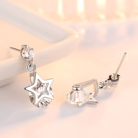 Crystal Star Drop Earrings Women – Trendy Screw-Back Stud Design, Sparkling 1011