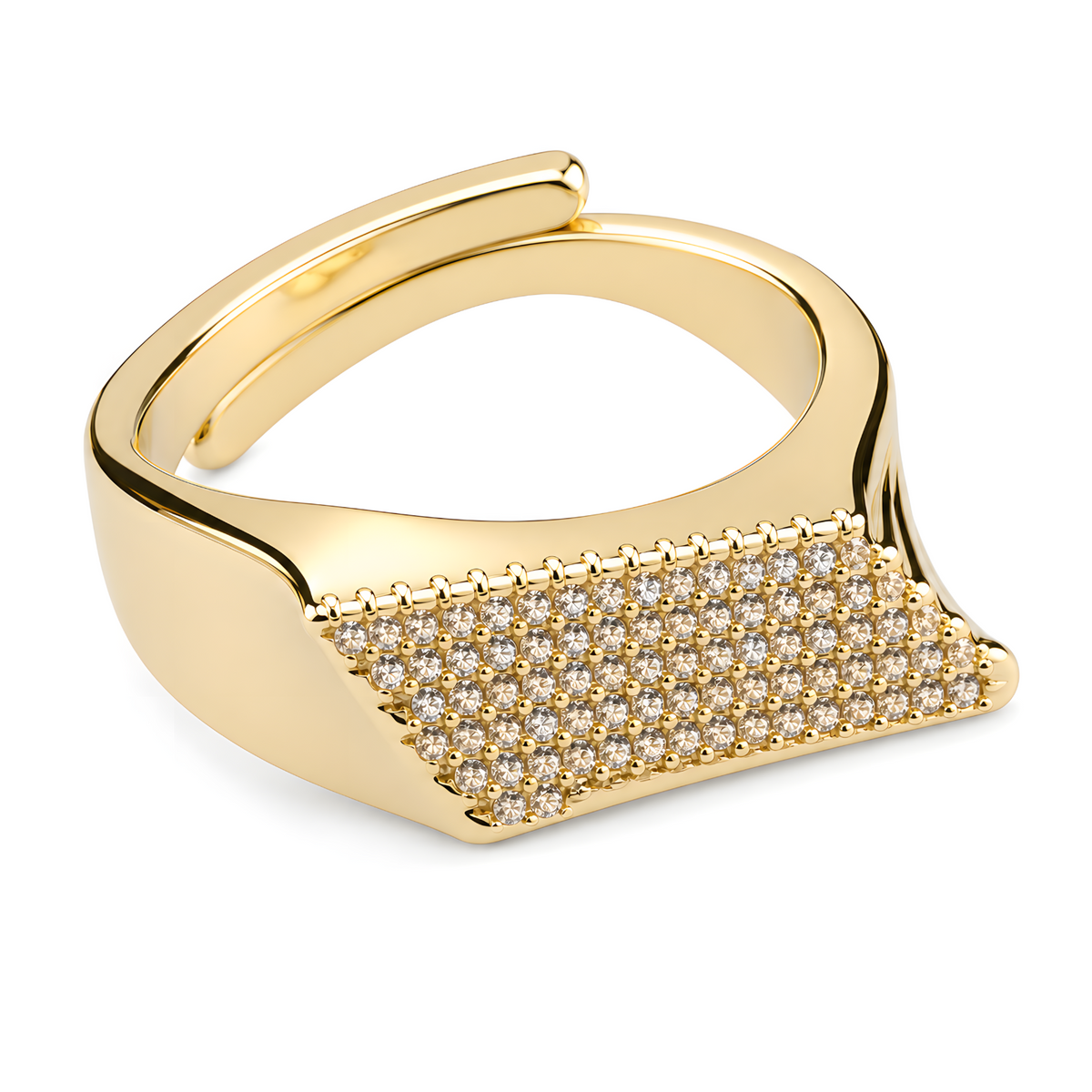Premium Fan Shape Ring For Women, Gold Tone Cubic Zirconia Cocktail Ring 1505