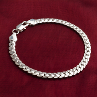 925 Silver-Plated Bracelet – Cuban Link Chain S925 Lobster Lock, Polished 850