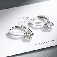 Sterling Silver Butterfly Drop Earrings –22mm Length Colorful Zircon Crystal 299