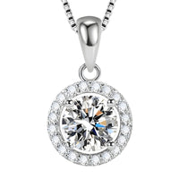 Sterling Silver Box Chain Necklace with Brilliant Zirconia Pendant Versatile 258
